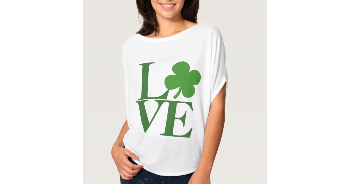 Pretty Green Shamrock Love T-Shirt | Zazzle