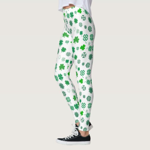 pretty green  shamrock pattern  leggings