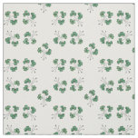 Pretty Green Shamrocks on White Pattern Fabric