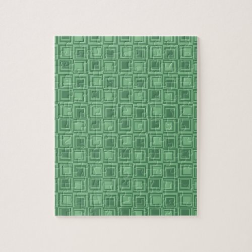 Pretty Green Squares Retro Pattern Gifts Jigsaw Puzzle