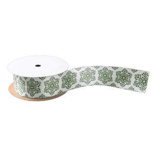 Pretty green white Christmas snowflakes ribbon