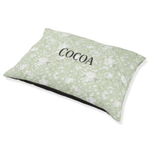 Pretty Green White Floral Pet Bed