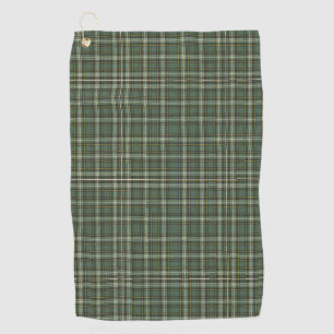 Pretty Green Yellow Plaid Design Golf Towel