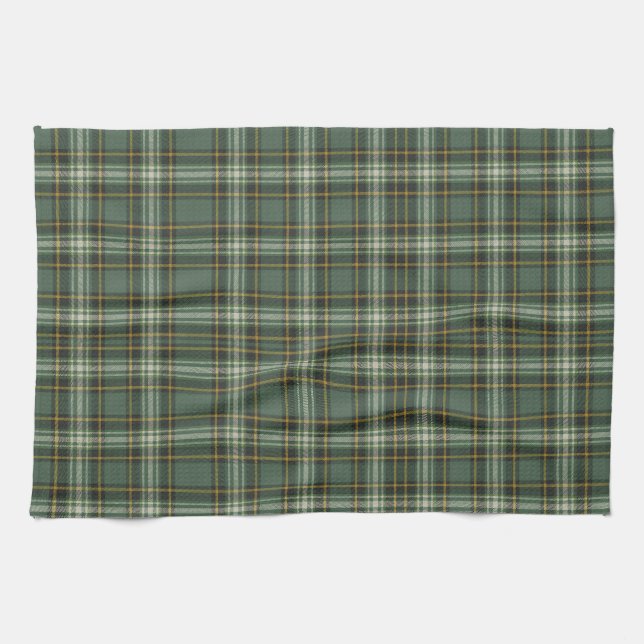 Pretty Green Yellow Plaid Design Kitchen Towel (Horizontal)