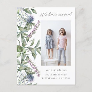 Pretty Greenery Photo Change of Address Moving Postcard