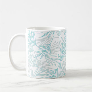 Pretty Grey And Blue Leafy Coffee Mug
