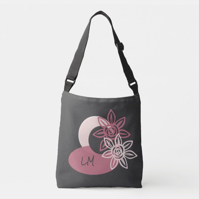 Pretty Grey and Pink Geometric Personalized Tote (Front)