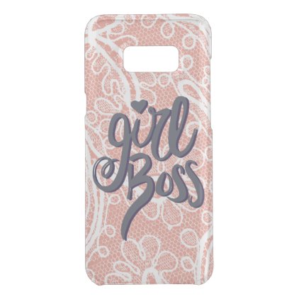 Pretty, grey Girl Boss, on pink and white lace Uncommon Samsung Galaxy S8+ Case