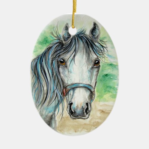 Pretty Grey Horse Ornament