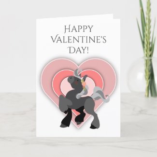 Pretty Grey Pony and Hearts Horse Valentine's Day Holiday Card