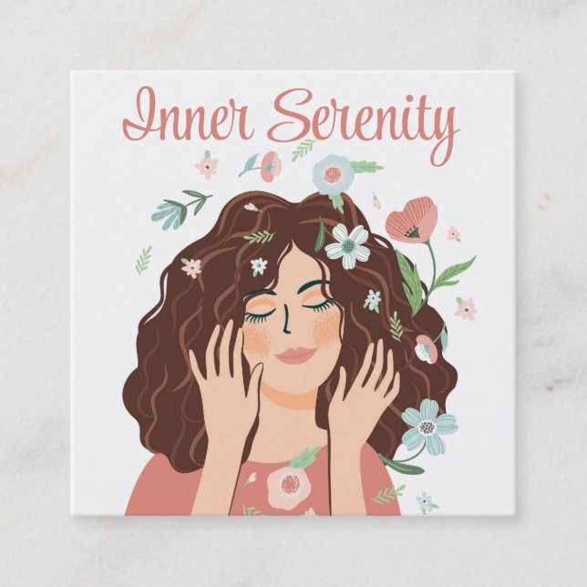 Pretty Hair Salon Personalize Square Business Card (Front)