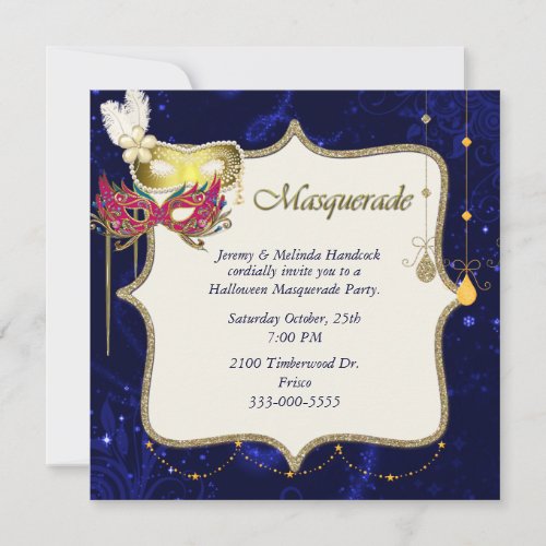 Pretty Halloween Masquerade Party Invitation