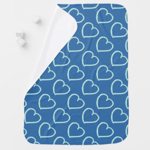 Pretty hand drawn hearts design blue on blue swaddle blanket