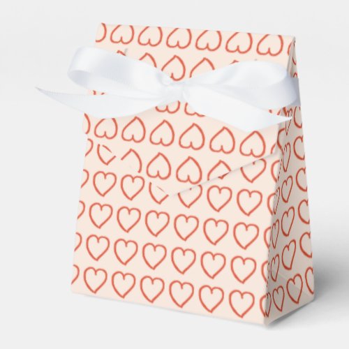 Pretty hand drawn hearts design red on pink favor boxes