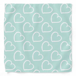 Pretty hand drawn hearts design white on blue bandana