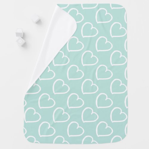 Pretty hand drawn hearts design white on blue swaddle blanket