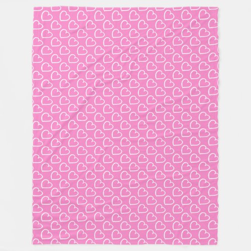 Pretty hand drawn hearts design white on pink fleece blanket