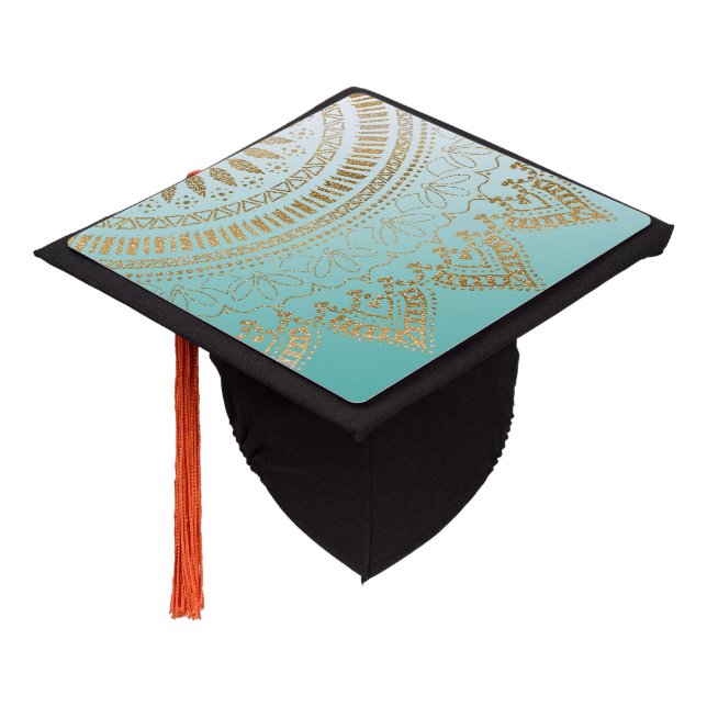 Pretty hand drawn tribal mandala elegant design graduation cap topper (Angled)