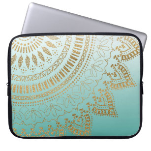 Customized Laptop Sleeve Cornflower Blue Mandala Full Printed Laptop Case Dust-Proof Polyester Laptop Sleeve for Co-Workers Friends White 13inch 