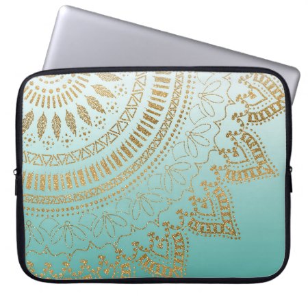 Pretty Hand Drawn Tribal Mandala Elegant Design Laptop Sleeve