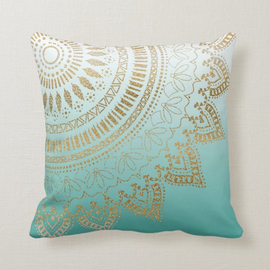 Pretty hand drawn tribal mandala elegant design throw pillow