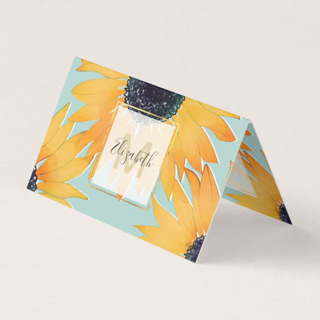 Pretty Hand Drawn Yellow Sunflowers Paint Pattern Business Card | Zazzle