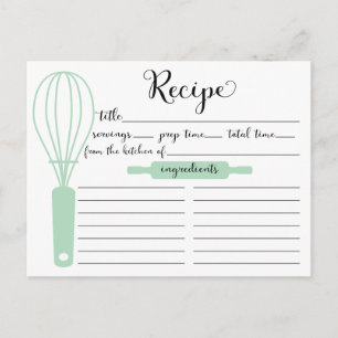 Pretty Hand Lettered Mint Green Whisk Recipe Card