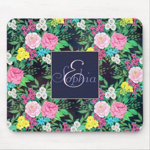 Pretty hand paint watercolor floral design mouse pad