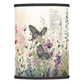 Pretty Hand-Painted Ceylon Rose Butterfly Lamp Shade