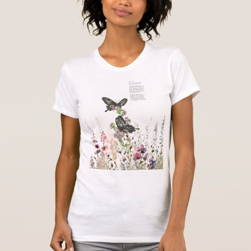 Pretty Hand_Painted Ceylon Rose Butterfly T_Shirt