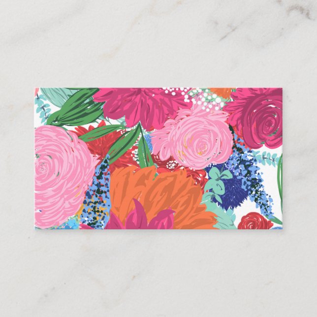 Pretty Hand Painted Colorful Flowers Business Card (Front)