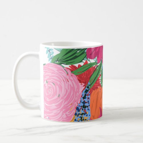 Pretty Hand Painted Colorful Flowers Coffee Mug