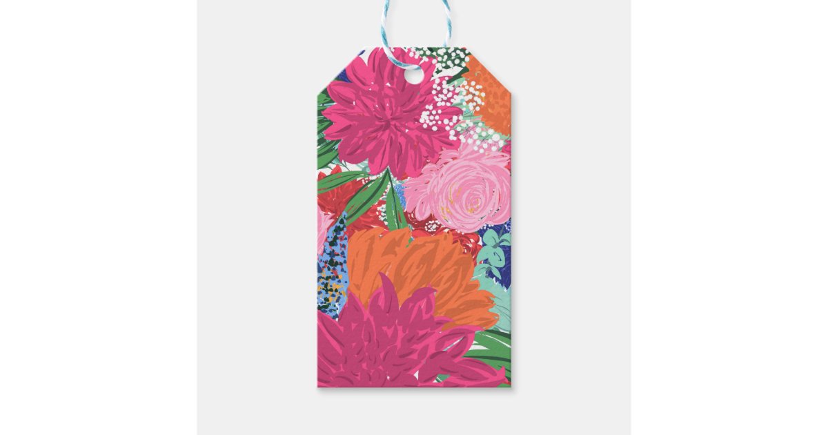 Pretty Hand Painted Colorful Flowers Gift Tags Zazzle
