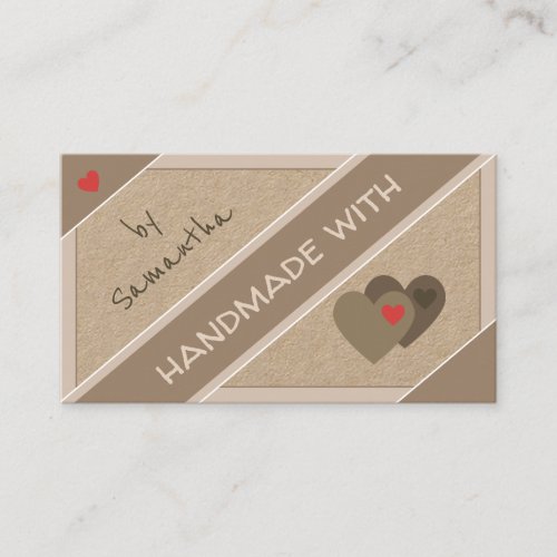 Pretty Handmade With Heart Craft Goods Kraft Paper Business Card