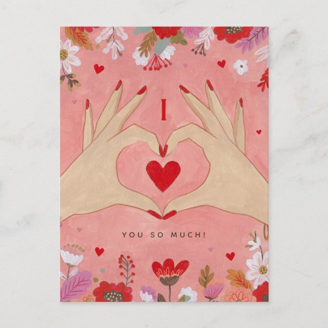 Pretty Hands in Love Sign Valentine Greeting card (Front)