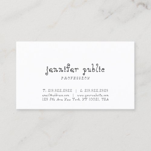 Pretty Handwritten Script Text Modern Simple Business Card