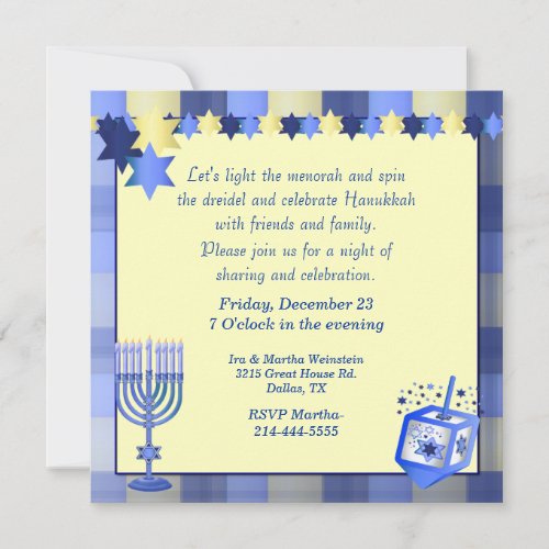 Pretty Hanukkah Party Invitation