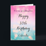 Pretty Happy 16th Birthday Granddaughter Card<br><div class="desc">A pretty happy 16th birthday granddaughter card, which you can easily personalize with her name. Inside this pretty pink and blue bokeh birthday card reads "May your birthday and every day be filled with love, laughter and happiness". You can also personalize the birthday message inside the card if you would...</div>
