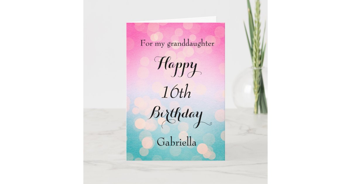 Pretty Happy 16th Birthday Granddaughter Card | Zazzle