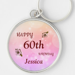 Pretty Happy 60th Birthday Personalized Keychain