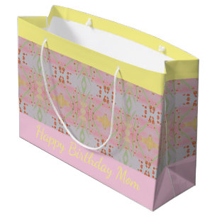 Pretty Happy Birthday Mom Large Gift Bag