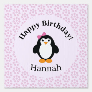 Pretty Happy Birthday Penguin Sign