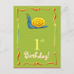 Pretty Happy Birthday Postcard With Cute Snail at Zazzle