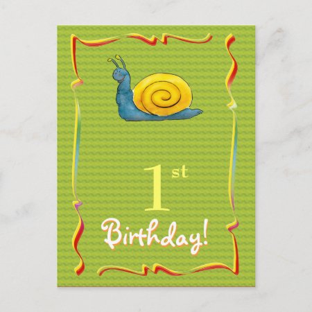 Pretty Happy Birthday Postcard With Cute Snail
