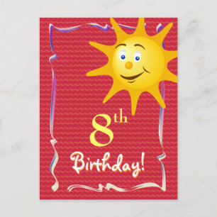 Pretty Happy Birthday postcard with cute sun