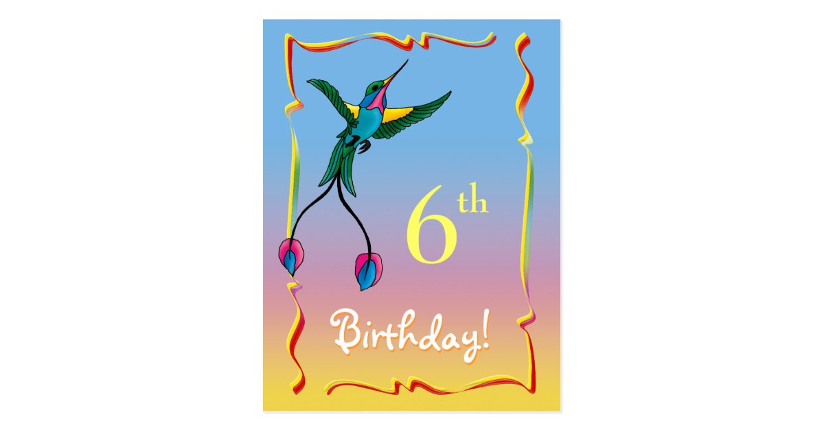 Pretty Happy Birthday postcard with hummingbird | Zazzle.com