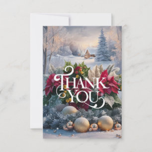 Pretty Happy Grateful Happy Holidays Thank You Card