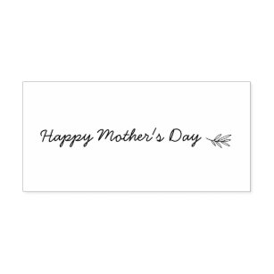 Pretty Happy Mother's Day Script Botanical Rubber Stamp