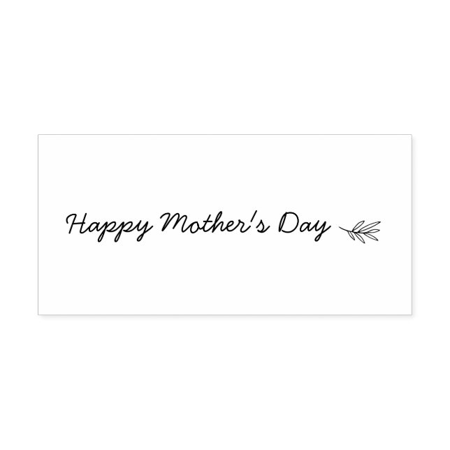 Pretty Happy Mother's Day Script Botanical Rubber Stamp (Imprint)