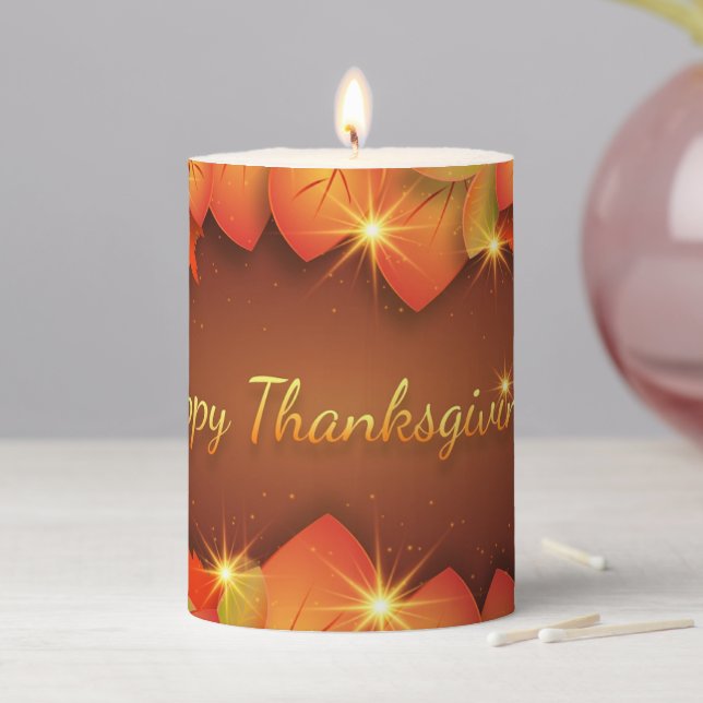 Pretty Happy Thanksgiving Pillar Candle (In Situ)